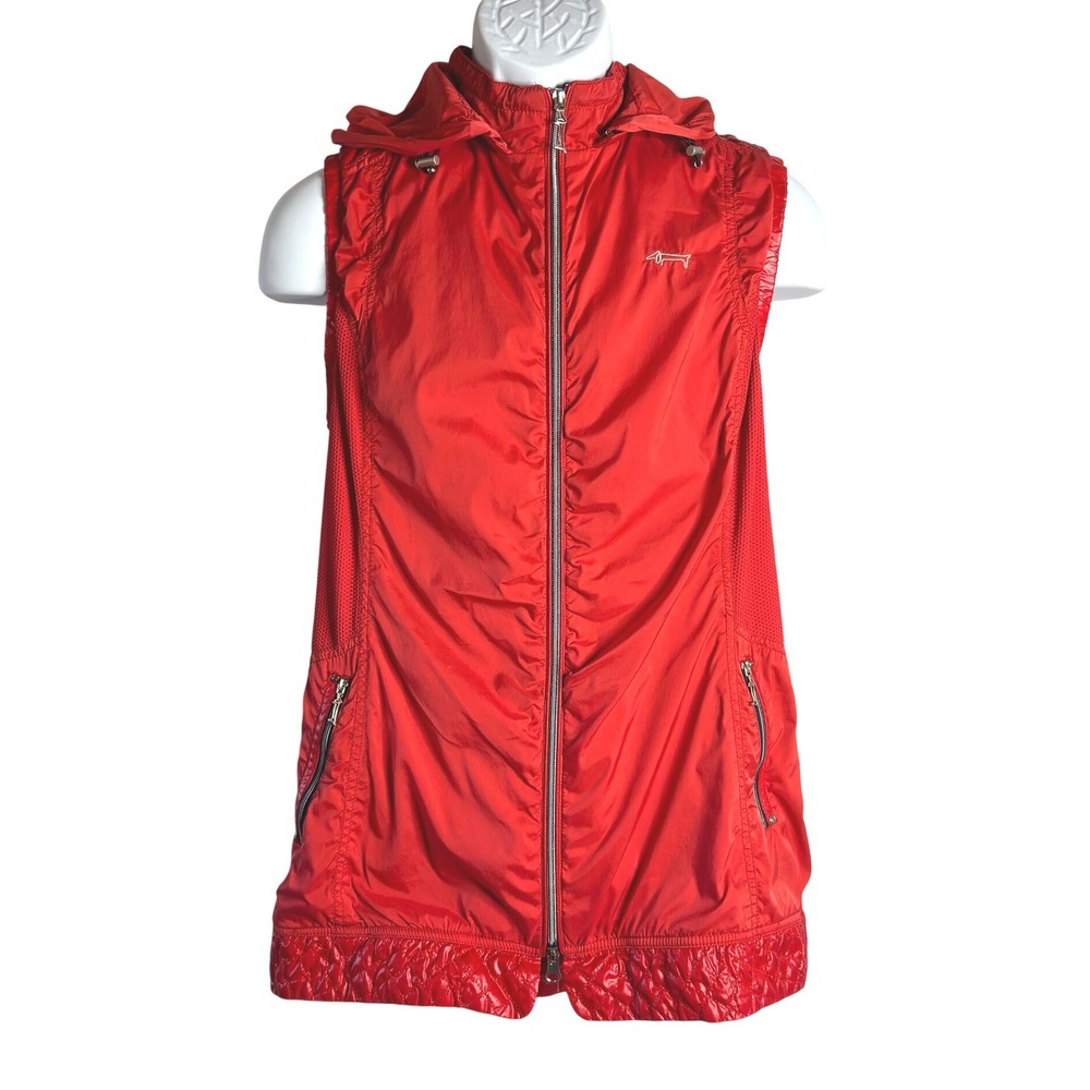 Louis Castel | Red Hooded Golf Vest Full Zip Quilted Hem | Size 110